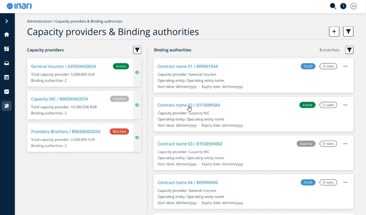 screenshot of MGA underwriting workbench